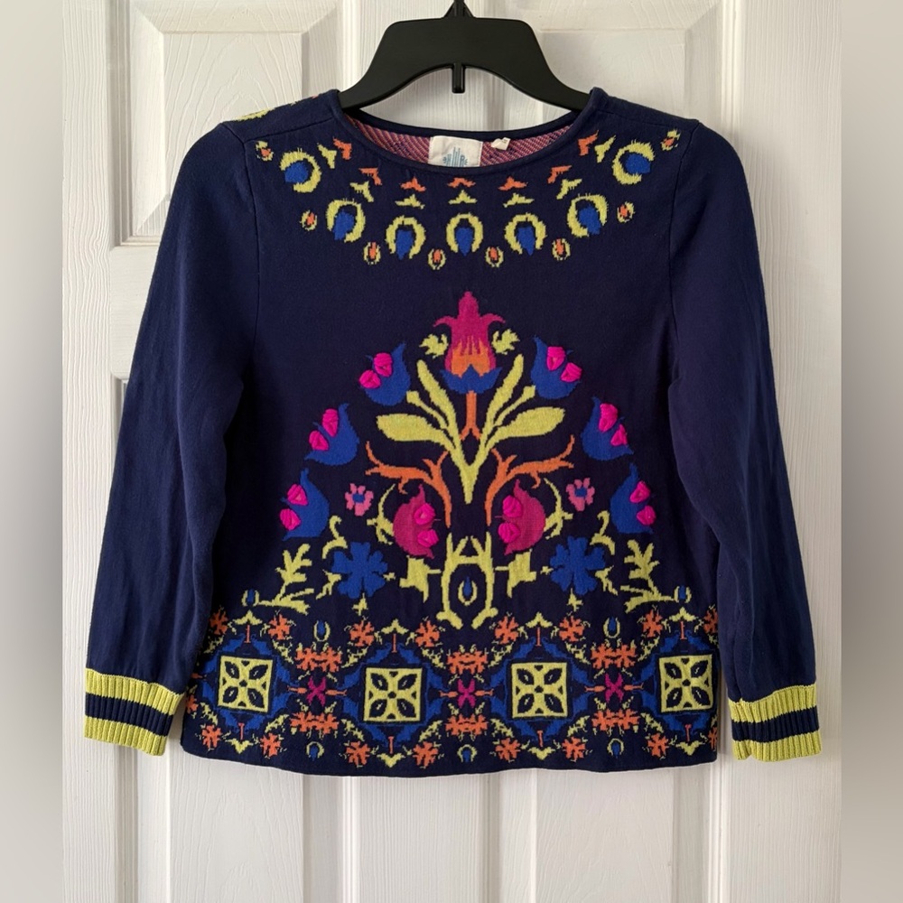 Anthropologie HWR Colorful Embroidered Sweater
